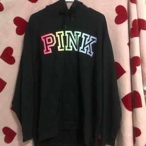 PINK campus pullover hoodie - Rainbow logo